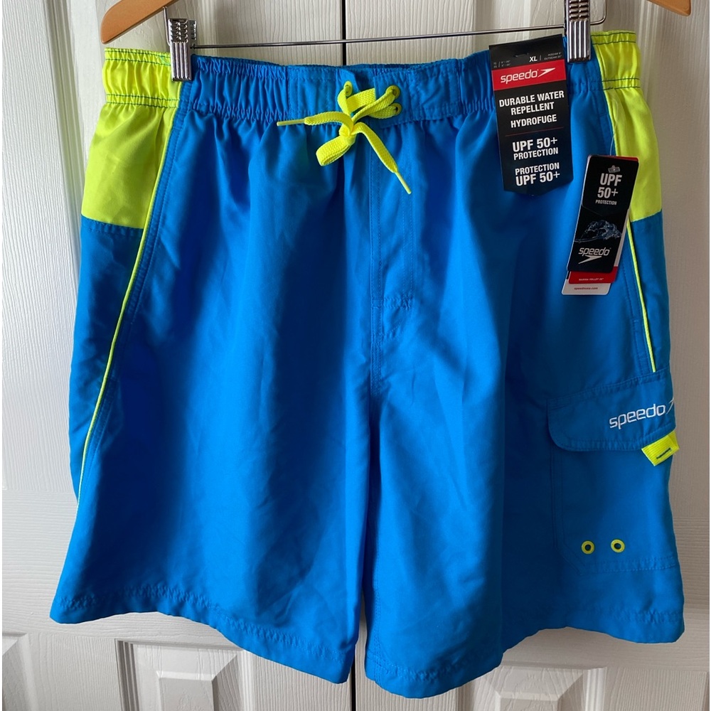 🆕 SPEEDO Marina Sport Volley Blue Lemonade Board Shorts SZ‎ XL